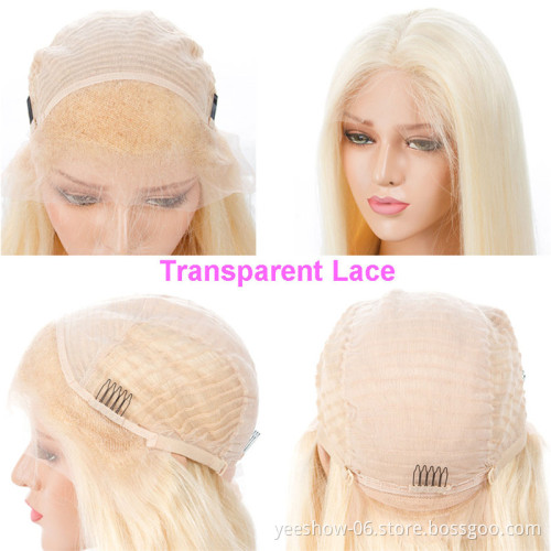Transparent wholesale price human hair lace wig cuticle aligned natural brazilian body virgin wavy hair wigs